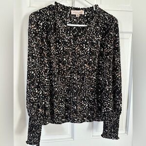 Philosophy XS Black, White and Cream patterned blouse